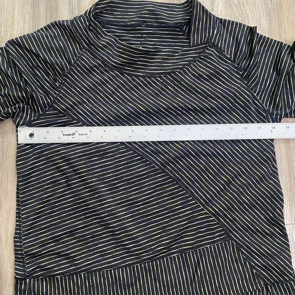 PRANA Top Medium Black Yellow Striped Asymmetric Alicia Pullover Long Sleeve Top - Picture 6 of 9